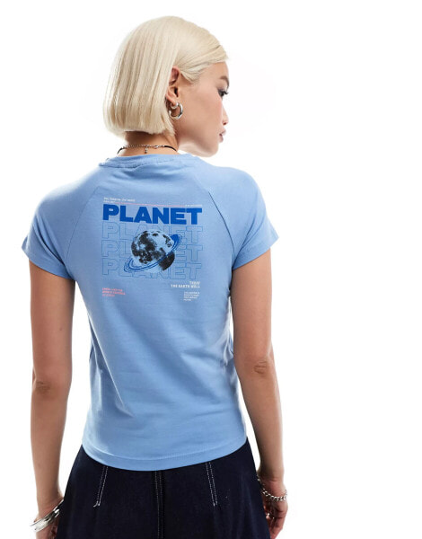 Noisy May planet t-shirt in light blue