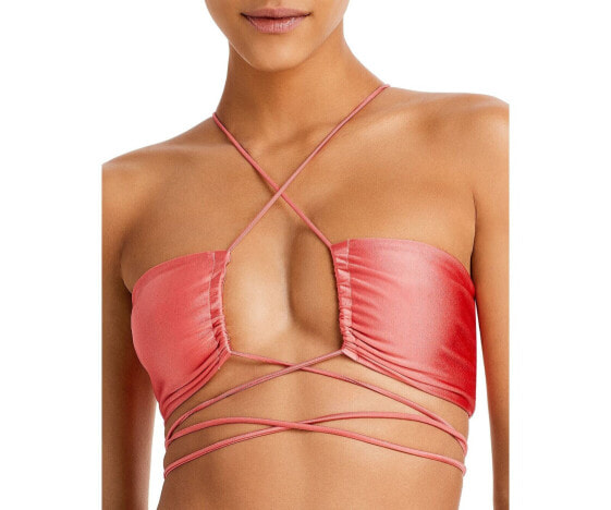 JADE Swim Womens Livi Bikini Top in Coral Sheen Swimwear Red Size Medium