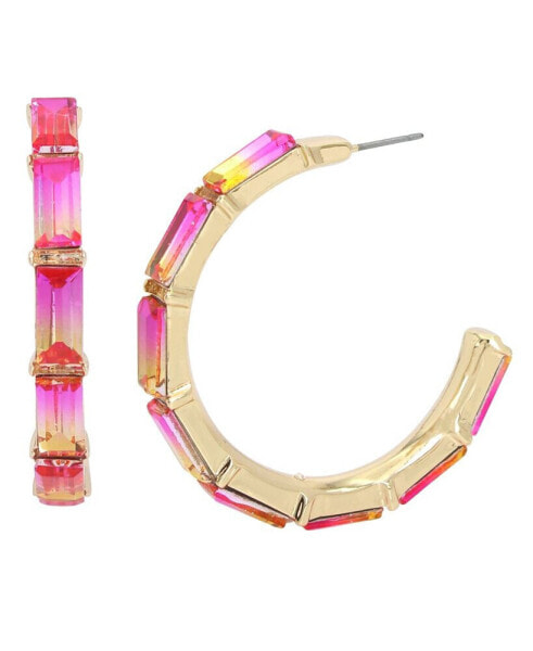 Серьги Betsey Johnson Stone Baguette Hoop