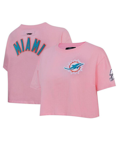 Women's Pink Miami Dolphins Cropped Boxy T-shirt