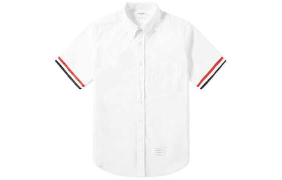 THOM BROWNE 条纹袖口短袖衬衫 男款 白色 / Топ THOM BROWNE MWS245A-06177-100
