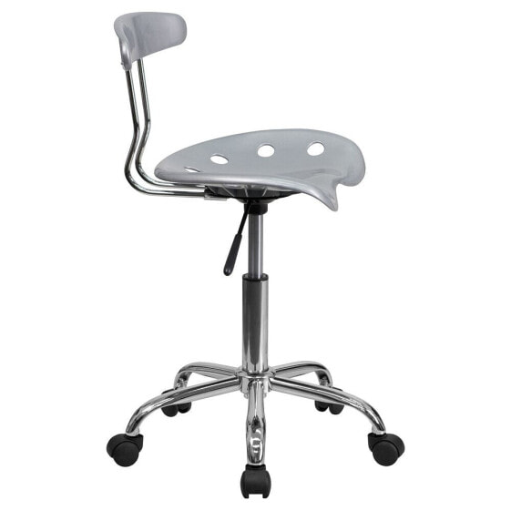 Vibrant Silver And Chrome Swivel Task Chair With Tractor Seat