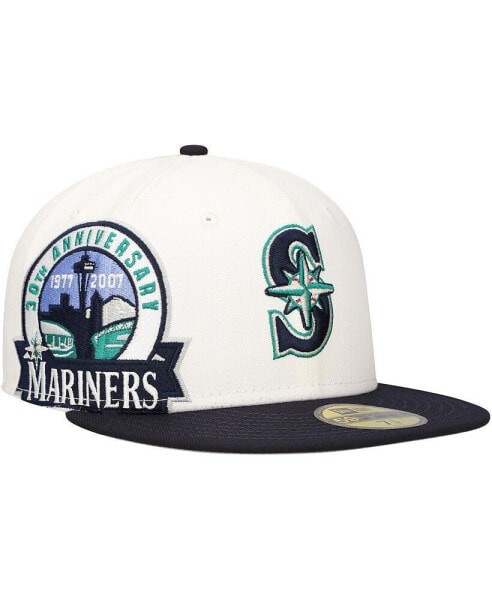 Men's White/Navy Seattle Mariners Major Sidepatch 59FIFTY Fitted Hat