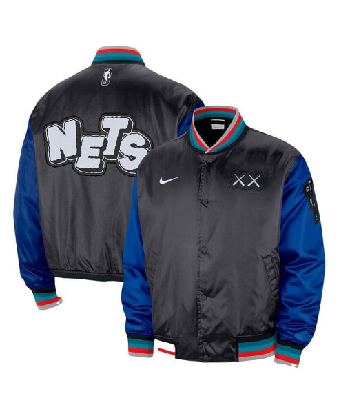 Men's Charcoal Brooklyn Nets 2023/24 City Edition Courtside Premier Full-Snap Bomber Jacket