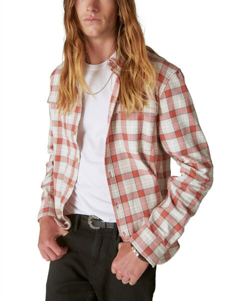 Men's Plaid Chunky Twill Utility Long Sleeves Shirt