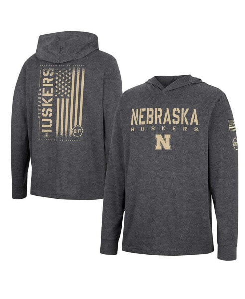 Men's Charcoal Nebraska Huskers Team OHT Military-Inspired Appreciation Hoodie Long Sleeve T-shirt