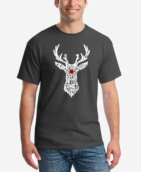 Men's Santa's Reindeer Word Art Short Sleeve T-shirt