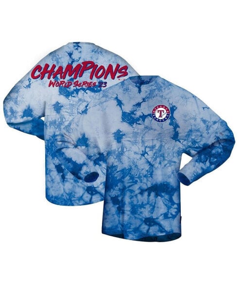 Women's Royal Texas Rangers 2023 World Series Champions Crystal-Dye Long Sleeve T-shirt