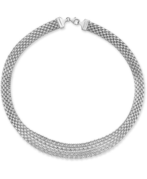 Wide Mesh Graduated 18" Statement Necklace in 14k Yellow Gold (Also in 14k White Gold)