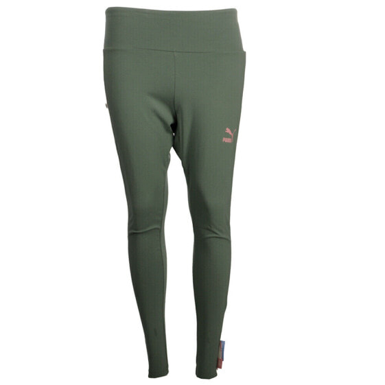 Puma Classics Now & Then Leggings Womens Green Athletic Casual 62406444