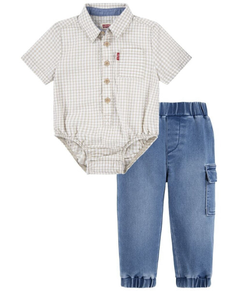 Костюм Levi's Baby Gingham Shirt & Joggers.