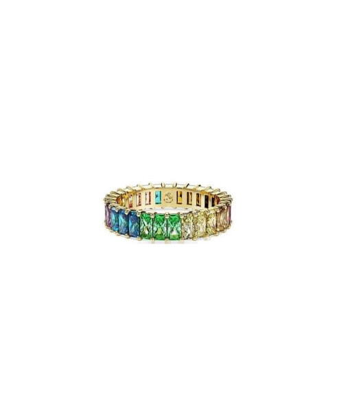 Multicolored Baguette Cut Gold-Tone Plated Matrix Ring