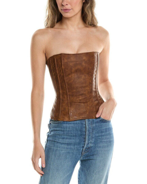 Weworewhat Strapless Linen-Blend Corset Top Women's Brown 8