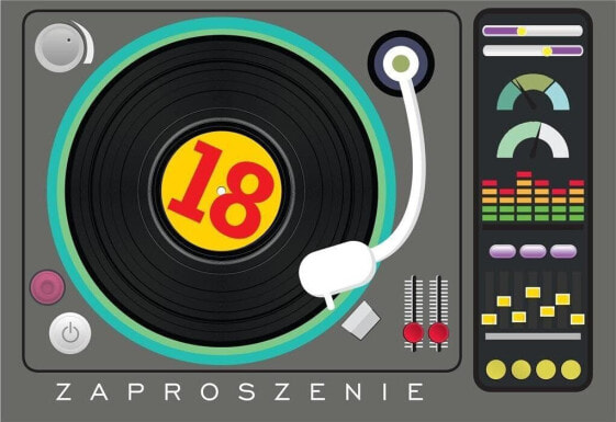 KUKARTKA Zaproszenie ZZ-055 Urodziny 18 DJ (5 szt.)