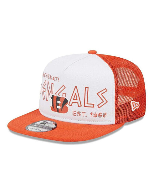 Men's White, Orange Cincinnati Bengals Banger 9FIFTY Trucker Snapback Hat