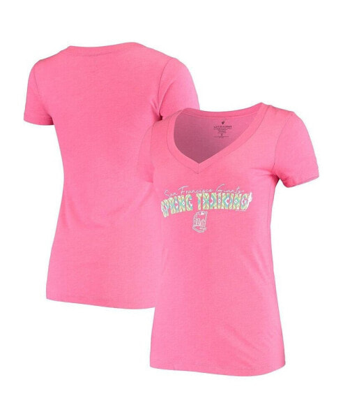 Women's Pink San Francisco Giants Spring Training Circle Ribbon V-Neck Tri-Blend T-shirt