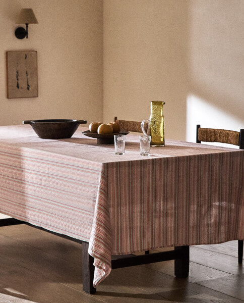 Striped cotton tablecloth