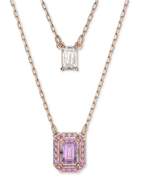 Rose Gold-Tone Millenia Purple Crystal Pendant Two Row Necklace, 15-7/8" + 2" extender