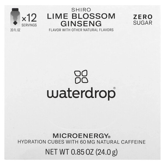 Waterdrop, Shiro MicroEnergy Hydration Cubes, лаймовый цвет и женьшень, 12 кубиков, 24 г (0,85 унции)