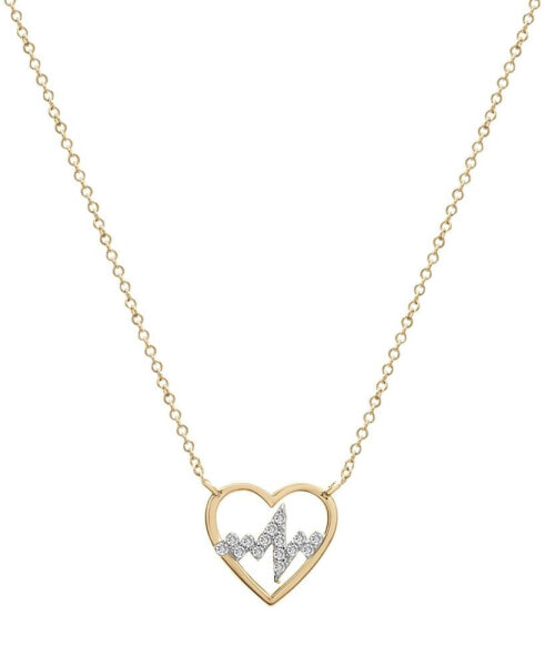 Wrapped diamond Heartbeat Pendant Necklace (1/10 ct. t.w.) in 10k Gold, 17" + 1" extender, Created by Macy's