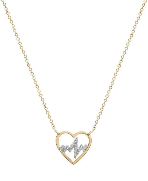 Diamond Heartbeat Pendant Necklace (1/10 ct. t.w.) in 10k Gold, 17" + 1" extender, Created by Macy's