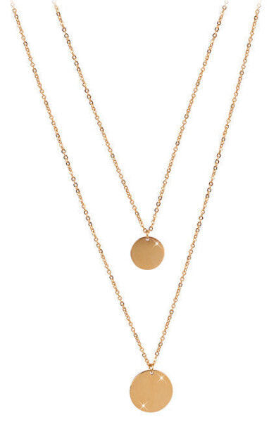 Double necklace with round necklace made of gold plated steel