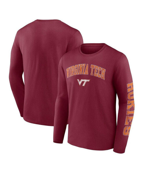 Men's Maroon Virginia Tech Hokies Distressed Arch Over Logo 2.0 Long Sleeve T-shirt