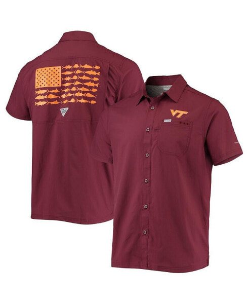 Men's PFG Maroon Virginia Tech Hokies Slack Tide Camp Button-Up Shirt