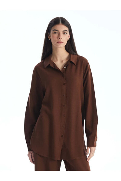 Düz Keten Karışımlı Kadın Gömlek Tunik