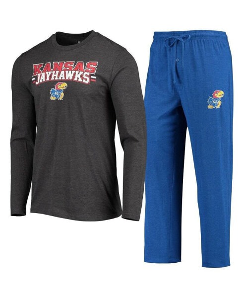 Пижама Concepts Sport Kansas Jayhawks с длинным рукавом и брюками, цвет Royal, Heathered Charcoal