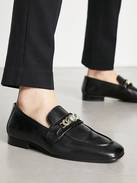 Walk London Woody chain loafers in black leather