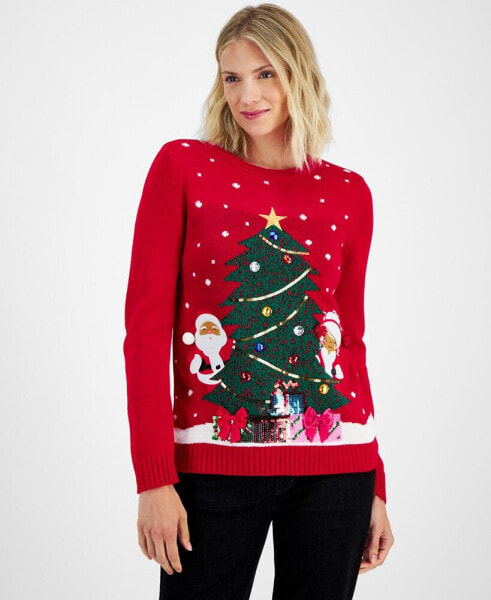 Holiday Lane Women's Mr. and Mrs. Claus Crewneck Sweater, Created for Macy's