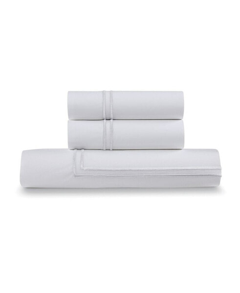 100% Cotton Percale 3pc Duvet Set with Satin Stitching, Full/Queen