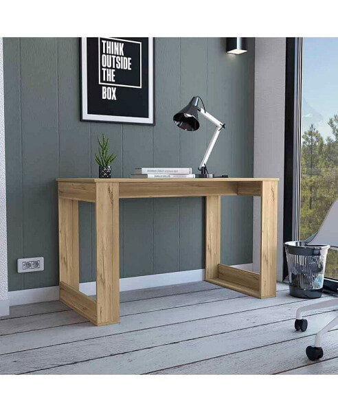 Melb Writing Desk with Ample Workstation and Sturdy Legs, Light Oak