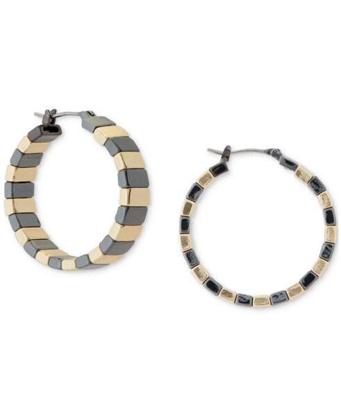 Two-Tone Medium Chunky Bar Hoop Earrings