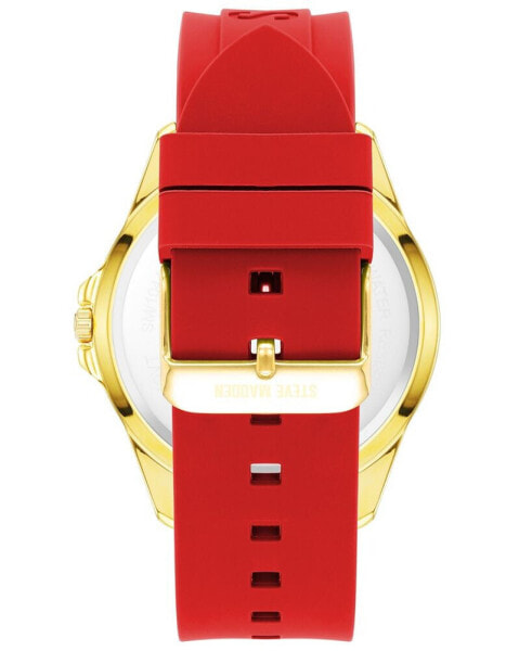 Women's Red Silicone Band Watch, 44mm