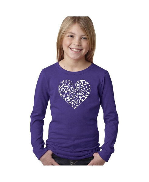 Big Girl's Word Art Long Sleeve T-Shirt - Heart Notes