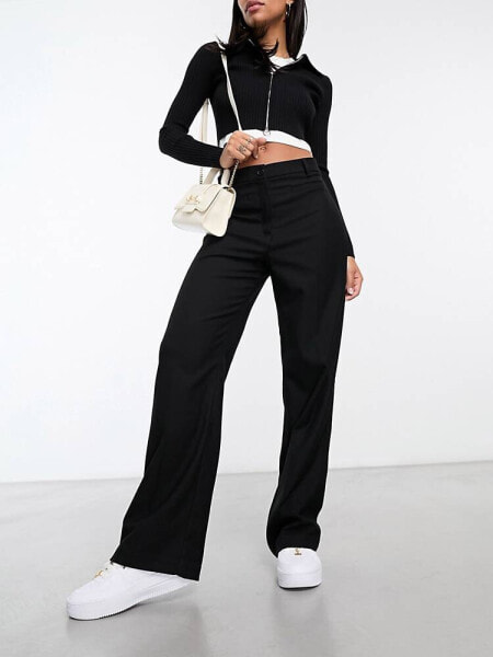 Monki relaxed tailored trousers in black