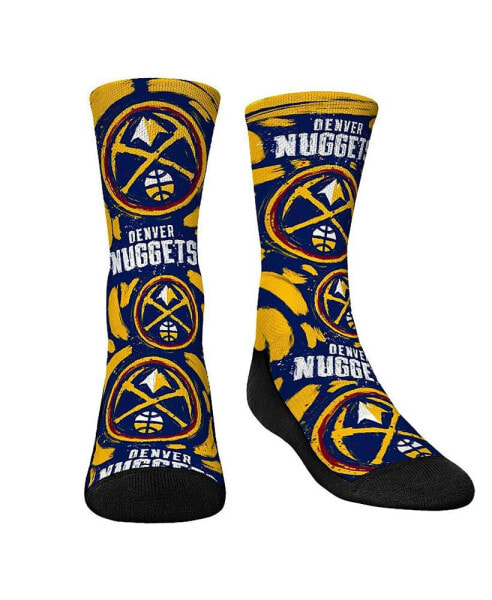 Youth Boys and Girls Socks Denver Nuggets Allover Logo and Paint Crew Socks