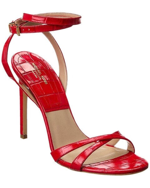 Michael Kors Collection Chrissy Runway Croc-Embossed Leather Sandal Women's Red