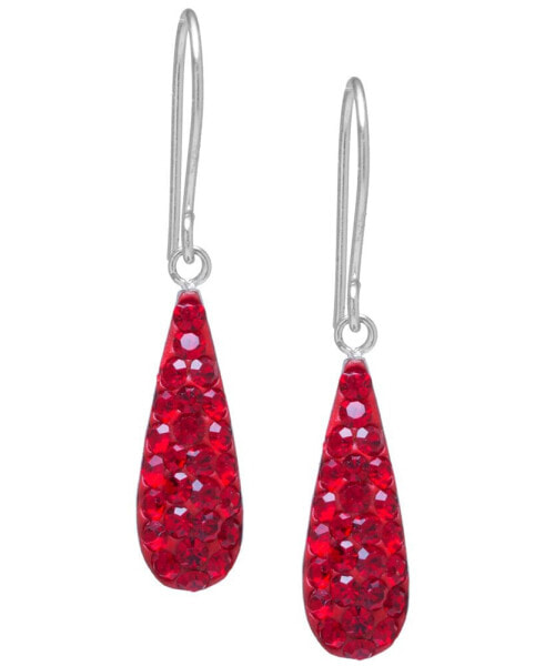 Pave Crystal Teardrop Earrings in Sterling Silver. Available in Clear, Black, Blue, Multi, Purple or Red