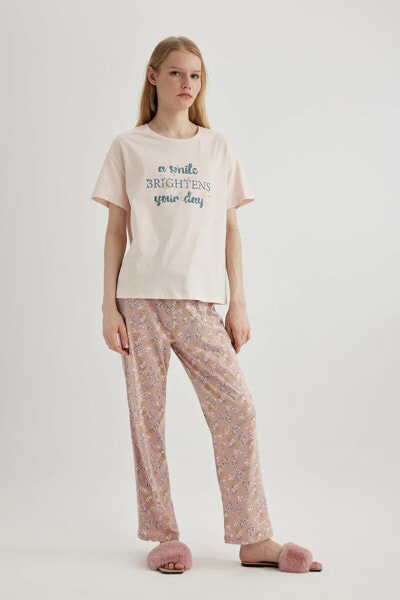 Fall In Love Baskılı Kısa Kollu Pijama Takımı B6170ax24sp