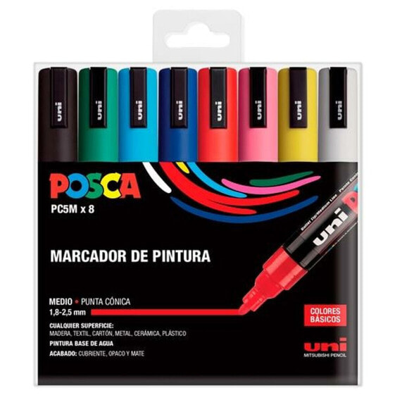 Набор маркеров Uni-Ball POSCA Basic PC-5M Разноцветный 8 Предметы (8 штук)