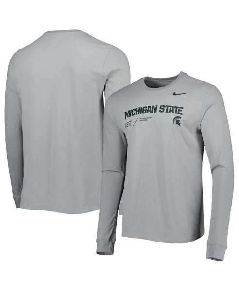 Men's Gray Michigan State Spartans Team Practice Performance Long Sleeve T-shirt