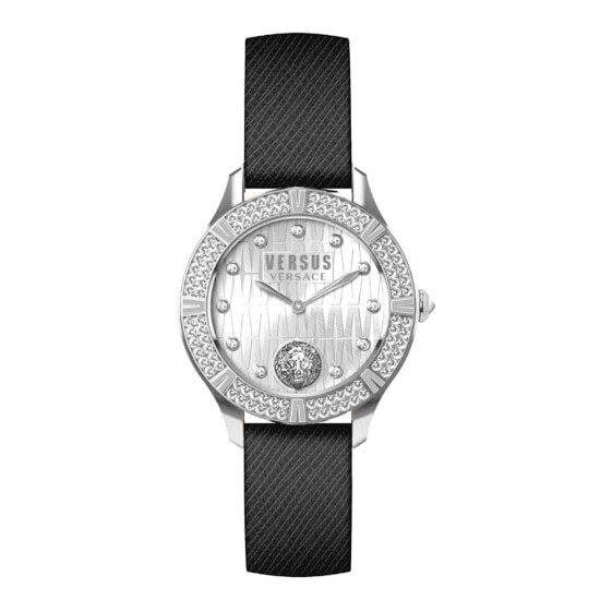 Versus Versace Armbanduhr Canton Road Lederarmband silber VSP261119