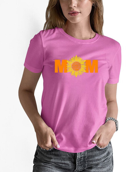 Women's Word Art Mom Sunflower Short Sleeve T-shirt
