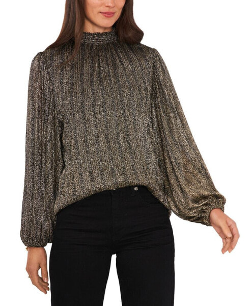 Women's Smocked Neck Puff-Sleeve Top