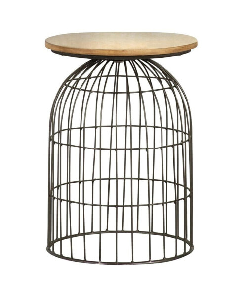 Round Accent Table with Bird Cage Base