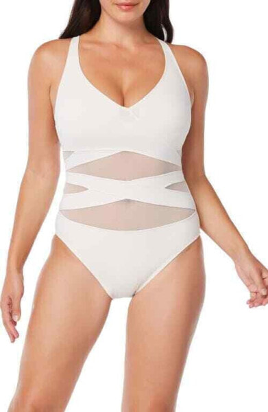 Rod Beattie 297223 Women's Mesh One-Piece Swimsuit in Coconut Water, 10, White