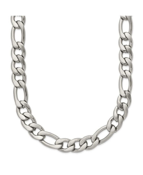 Stainless Steel Satin 7mm 18 inch Figaro Chain Necklace